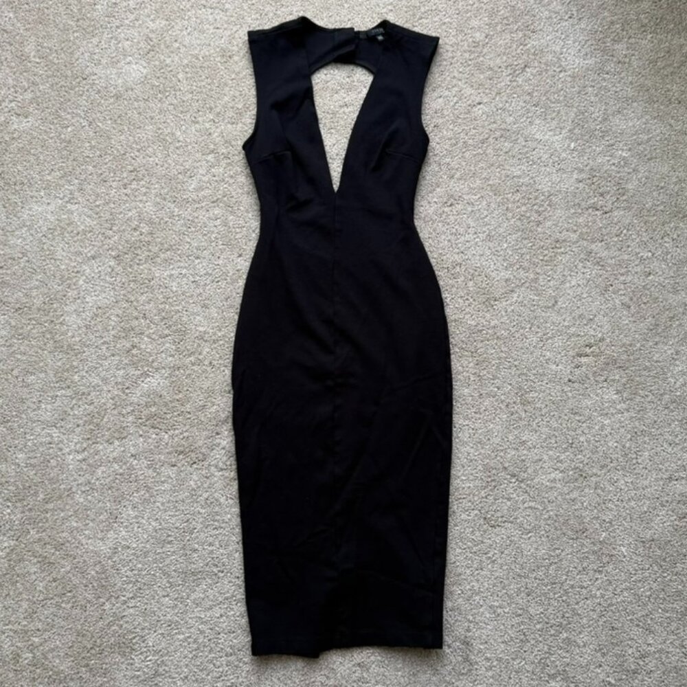 Guess Backless Deep V Midi Dress, Black, Size XS